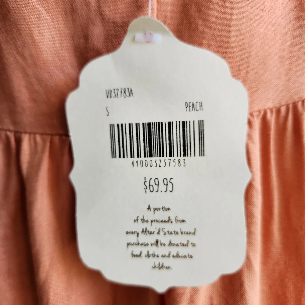 Altar'd State Linen Blend Mini Dress in Peach Coral Size Small